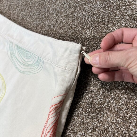 Boden Women’s A Line Skirt Size 10 Cotton White Embroidered Lined Zipper - Picture 8 of 9